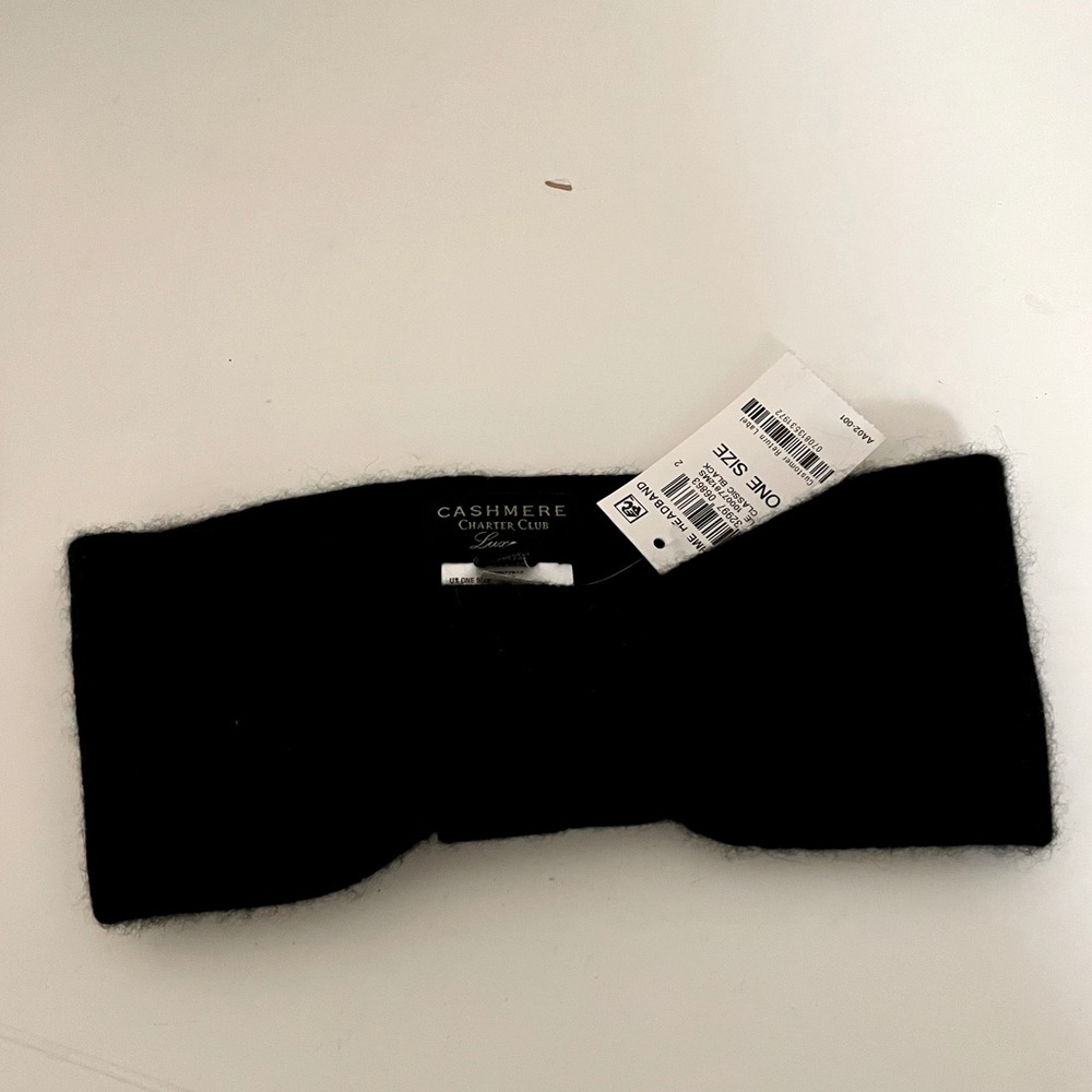 Charter Club Black Cashmere Headband New With Tags
